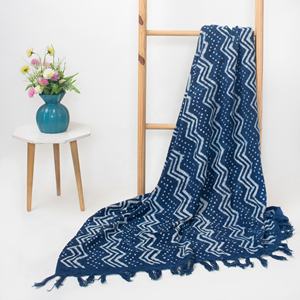 Manta de algodón suave y cómoda de lujo para decoración del hogar, venta al por mayor, manta azul índigo para sofá de sala de estar y campaña - Product Image 5