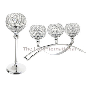 Royal Classic Decoration Shiny Polished Stainless Steel and Crystal <b>Candelabra</b> Candle Holder Handmade Eco-Friendly - Product Image 2