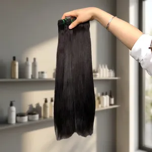 Indian Remy Human <b>Hair</b> Bulk Single Weft Double Drawn <b>Black</b> Virgin <b>Hair</b> <b>Extensions</b> All Colors - Product Image 1