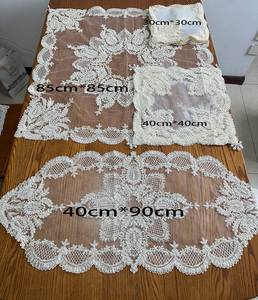 Set di Tovaglie di Lusso in Pizzo con Perline, 16 Pezzi di <span class=keywords><strong>Biancheria</strong></span> da Tavola Vintage Ricamata a Mano con Perle, Tovagliette e Runner - Product Image 1