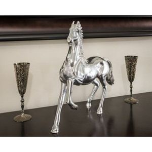 Escultura contemporánea de caballo en aluminio fundido, elegante gallo metálico, arte equino decorativo para interiores modernos - Product Image 2