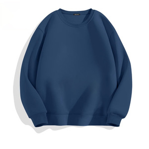 China Bangladesh Factory Price OEM Customized Logo Embroidery Round Neck Pullover Loose Fit Casual Solid Color Men Sweatshirt - Product Image 2