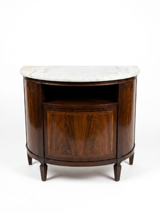 Buffet de salon traditionnel en bois antique avec dessus en marbre et tiroir de rangement - Product Image 1