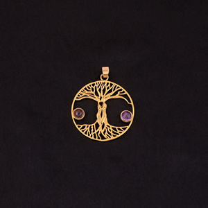 Life of <b>Tree</b> Trendy Gold Plated Brass Fashion Jewelry Certified Pendant 35MM Size Unisex - Product Image 2
