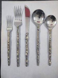 Ensemble de couverts élégants en métal, cuillère, fourchette, couteau, finition miroir haute brillance, vaisselle de mariage, passe au lave-vaisselle - Product Image 5