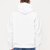 Sudadera con Capucha Blanca para Hombre, Corte Regular, Color Sólido, Informal, de Algodón, para Otoño