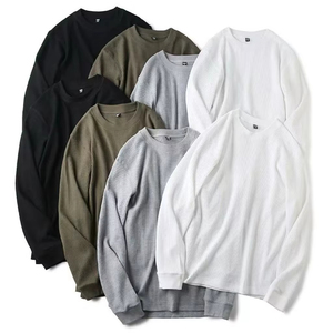Custom Logo Unisex Waffle Cotton <b>Polyester</b> Europe America Size Casual Oversized T-shirt Mens Long Sleeve Blank Basic <b>Tshirt</b> - Product Image 5