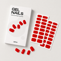 Autocollants pour ongles en gel véritable en gros, autocollants pour ongles en gel vegan, bandes d'ongles rouges K-beauty, autocollants pour ongles en gel véritable en gros