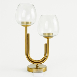 Modern Gold & Glass U-Shape <b>Candle</b> Holder Durable Stylish Finish Elegant Dual-Light Design For Premium Home Decor And Events - Product Image 2