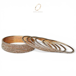 Conjunto de Pulseras Elegantes con Diamantes Americanos, Chapado en Oro, Brazaletes Modernos para Novia, Joyería India para Mujer, Venta al Por Mayor - Product Image 2