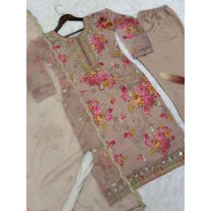 Conjunto de mujer Fancy Top-Bottom y Dupatta con bordado y codificación de trabajo de secuencia Dori - Product Image 1