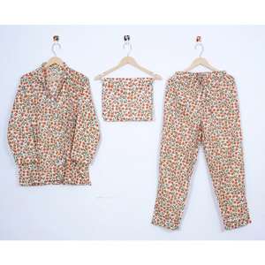 Conjunto de pijama floral para mujer, ropa de dormir de algodón, pantalones de pijama para mujer, camisa de manga larga, conjunto de pijama a juego. - Product Image 1