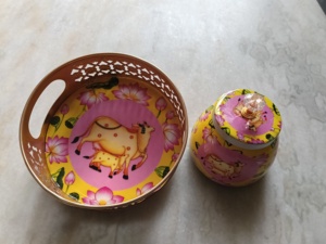 Ensemble de plateaux carrés Pichwai en bois de hêtre multicolore, écologiques, légers, avec motif de vache, décoratifs ethniques, et pot à Diya Lotus - Product Image 2