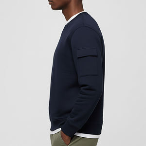 Sudadera Personalizada para Hombre, Cuello Redondo, Color Azul Marino, Corte Regular, Tejido de Algodón, Estilo Casual para Otoño, Color Sólido, Manga Larga - Product Image 2