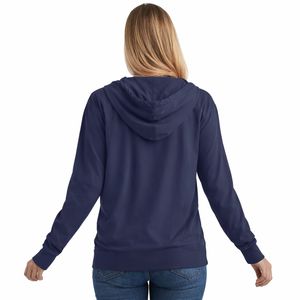 Sudadera ligera con cremallera completa para mujer, estilo casual deportivo, capucha ajustable con cordón, bolsillos frontales personalizados - Product Image 2