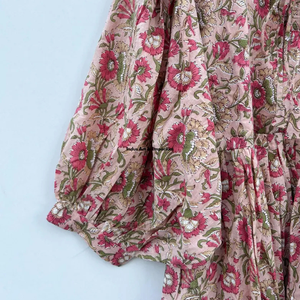 Beautiful floral Cotton Block Printed dress Dress For Casual wear Hand Block Printed Dress - Product Image 6