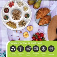Assiette ronde en bagasse à 9 compartiments de 12,4 pouces en gros |   Assiette de service alimentaire jetable en fibre de canne à sucre écologique