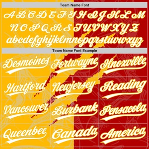 Proveedor mayorista de camisetas de softbol para equipos masculinos, rojas y amarillas, sublimadas, de secado rápido, manga corta, personalizadas con el nombre y número del equipo. - Product Image 4