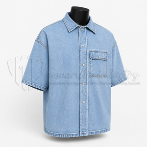 Camisa de Mezclilla Personalizada para Hombre, Estilo Casual Otoñal, Talla Grande, con Botones a Presión, Fabricante de Ropa Ecológica ODM - Product Image 3