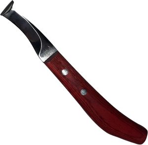 Cuchillo para pezuñas de hoja larga con mango rojo y gancho Rhino para uso con la mano derecha - Product Image 6