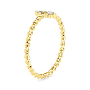 Anillo de Diamantes en Racimo con Banda de Oro Trenzada, Anillo de Compromiso Minimalista con Diamantes Cultivados en Laboratorio, Anillo de Diamantes Apilable y Delicado - Product Image 2