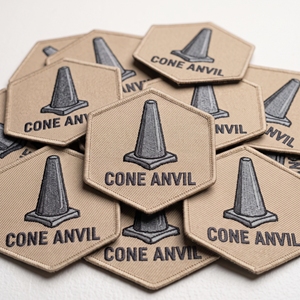 Parche Bordado Personalizado con Diseño de Cono Hexagonal y Yunque Marítimo para Herramientas de Forja y Pesca de Ballenas - Product Image 1