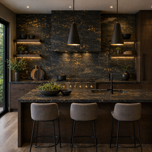 K Black Gold Slate Stone <b>Veneer</b> Flexible Wall Cladding Eco Friendly Lightweight Natural Stone Panel for Interior Exterior - Product Image 1