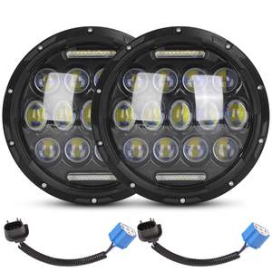 2 Faros Delanteros LED Redondos de 7 Pulgadas y 75 W con Halo DRL de 3800 LM, Luz Alta y Baja para Jeep Wrangler TJ JK CJ H4 H13 Adap - Product Image 1