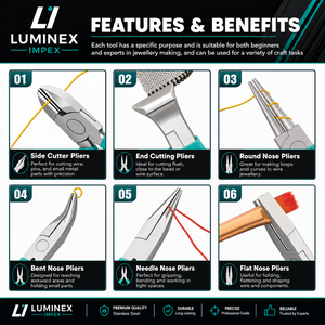LUMINEX IMPEX LUB=113 <b>Long</b> <b>Nose</b> Stainless Steel Lightweight Smooth Work Jewelry Making Polishing Pliers for Bracelet Making DIY - Product Image 5