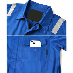 Combinaison de travail unisexe bleue réfléchissante, ignifuge, respirante, thermique, uniforme de sécurité industrielle, antistatique, bandes argentées - Product Image 4