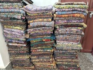 Couette en coton Kantha à motifs imprimés, couvre-lit indien fait main avec des motifs traditionnels imprimés au bloc, détails de couture Kantha - Product Image 1