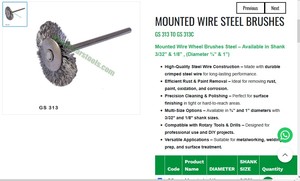 Brosse métallique rotative montée sur outil rotatif pour le nettoyage, le polissage et l'élimination de la rouille |   Numéro d'article GS-313 - Product Image 3