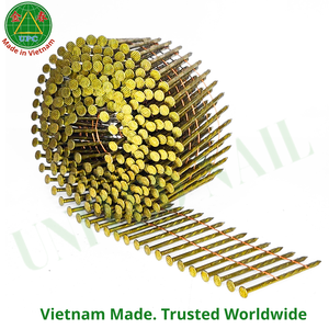 2.5x50 mm Industrial Coil <b>Nails</b> Smooth/Screw Shank Checkered Head Zinc Yellow-Chromate Plated Steel for Pallet Making Vietnam's - Product Image 5