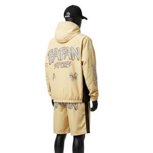 Ensemble short coupe-vent tissé premium pour homme en polyester respirant avec empiècements latéraux et logo – Grande taille - Product Image 5