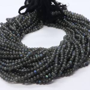 Cuentas Redondas Lisas de Labradorita Natural AAA de 4-5 mm, Cuentas de Piedras Preciosas de Labradorita, Cuentas de Bolas de Labradorita Lisas de 13 Pulgadas para Joyería - Product Image 2