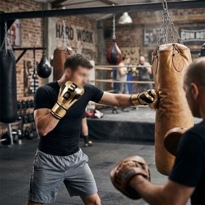 Guantes de Boxeo Personalizados DW de Cuero Dorado Metálico, con Acolchado de Gel Profesional, Correa de Muñeca Ajustable, Unisex, para Entrenamiento con Saco de Boxeo y Kickboxing - Product Image 5