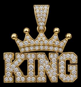 Gold Crown Letter Pendant Necklace <b>Iced</b> <b>Out</b> Diamond <b>Chain</b> Jewelry Unisex Gift Party Wear Custom Mould Service - Product Image 3