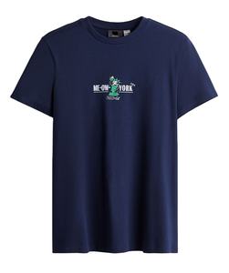 T-Shirt Homme Motif Imprimé Coupe Confort 100% Coton Demi Manches Ligne Col Bordée Côte Coupe Régulière 220 Grammes Tricoté Confortable - Product Image 1