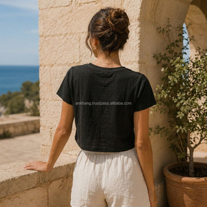 T-shirt court pour femme 100% coton jersey col rond manches courtes imprimé décontracté été ensemble short blanc - Product Image 3