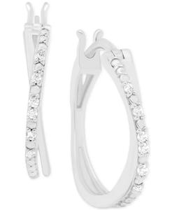 Orecchini a cerchio con Crossover di diamanti (1/10 ct. T. w.) in argento Sterling | Macacy's - Product Image 1