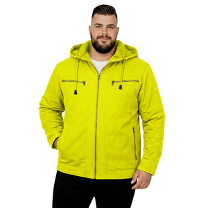 Men's Black Hooded <b>Fleece</b> <b>Jacket</b> with Zipper and Pockets Casual Windproof Autumn Wear - Product Image 4