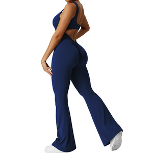Mono elegante y transpirable para mujer, de hombros descubiertos, de alta elasticidad, en spandex/algodón, de pierna ancha, a la moda, para verano, atuendo elegante para la noche. - Product Image 4