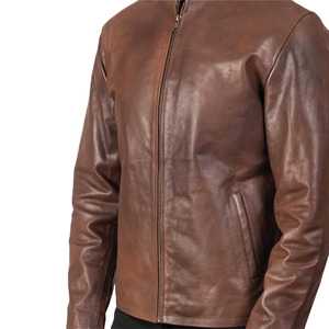 Chaquetas de Cuero Marrón Chocolate para Hombre, Cuero Vacuno Auténtico, Estilo Motero Vintage, Prenda Exterior Desgastada para Moda Casual e Invernal 2026 - Product Image 4