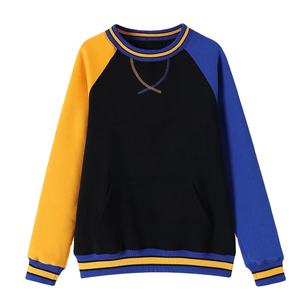 sigma gamma rho Custom Winter 3-Tone <b>Black</b>-Yellow-Blue Printed Front Chenille Logo Unisex Crewneck <b>Sweatshirt</b> OEM Rib Detail - Product Image 1