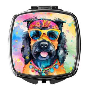 Scottish Terrier Hippie Dawg Compact Pliant Miroir De Maquillage De Poche Portable Décoratif Voyage Cadeau pour Femmes et Filles - Product Image 1