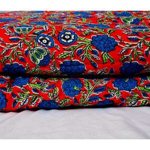 Vente en gros – Tissu indien 100 % coton fait main, imprimé au bloc Sanganeri, style croisé, écologique, respirant, séchage rapide, léger - Product Image 1