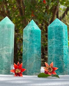 Torre de Amazonita de Alta Calidad, Piedra Preciosa Natural Tallada, Amuleto de Amor Feng Shui, Obelisco de Cristal Pulido, Figura Decorativa para el Hogar - Product Image 5