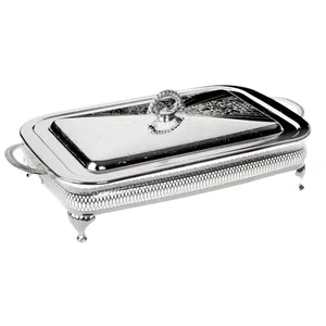 Ensemble de réchauds de buffet de luxe en métal argenté, chauffe-plats élégant pour traiteur, idéal pour mariages, réceptions et banquets d'hôtel - Product Image 1