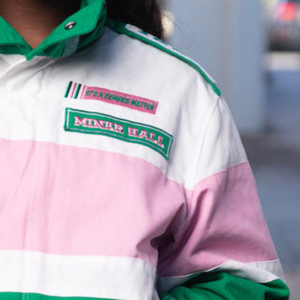 Pink Green <b>Race</b> <b>Car</b> <b>Jacket</b> Women Embroidered Racing Style Bomber Coat Long Sleeve Sorority Inspired Streetwear Casual - Product Image 4