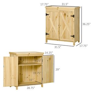 Galvanized Outdoor <b>Storage</b> <b>Cabinet</b> with Top 2 Shelves Garden <b>Tool</b> Shed Natural Look - Product Image 3